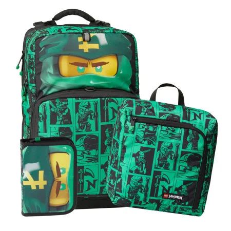 Se LEGO Ninjago Green Maxi School Bag Set 20229-2201 hos Hugo P