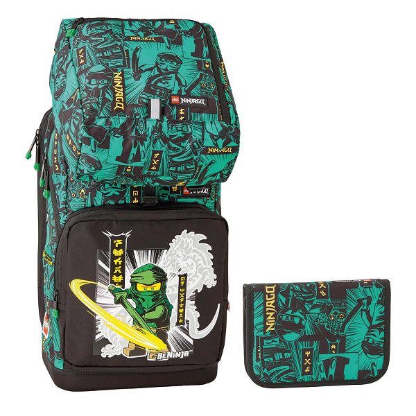 Se LEGO Ninjago Green Maxi School Bag Set 20229-2301 hos Hugo P