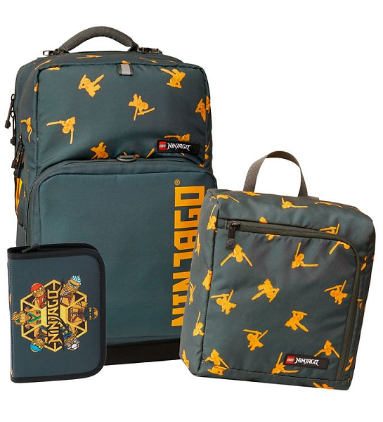 Se LEGO Ninjago Team Golden Maxi School Bag Set 20229-2204 hos Hugo P