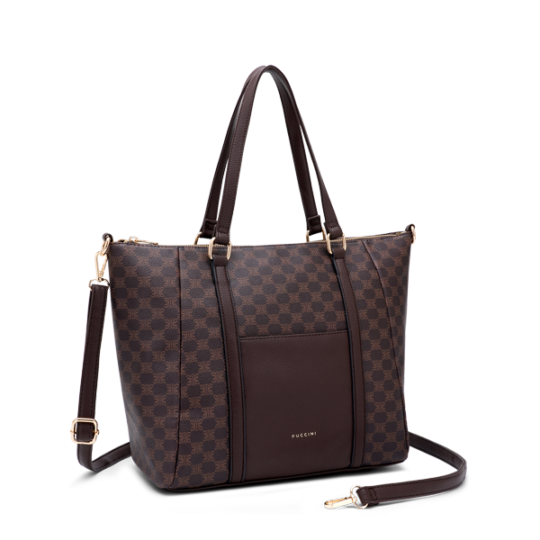 Puccini Louisa Shopper Brun Logo