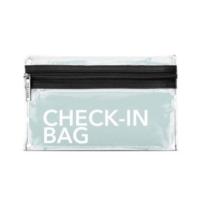 Gillian Jones Check-In Bag transparent toilettaske med sort lynl�s til v�sker og toiletartikler i h�ndbagagen.