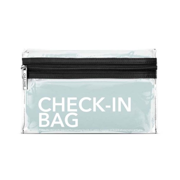 Gillian Jones Check-In Bag transparent toilettaske med sort lynl�s til v�sker og toiletartikler i h�ndbagagen.