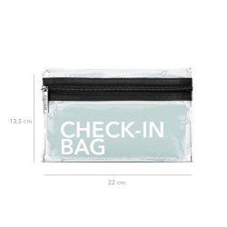 Gillian Jones gennemsigtig Check-In Bag p� 22 x 13,5 cm med sort lynl�slukning, praktisk til flyrejser og h�ndbagage.