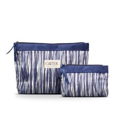 Karen Santorini Beach Wave 2-delt toilettaskes�t i bl� og hvide nuancer med stor toilettaske og lille kosmetikpung