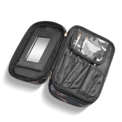 �ben Gillian Jones Tiger Print beautyboks med indbygget spejl, makeupb�rsteholder og gennemsigtig lomme i l�get