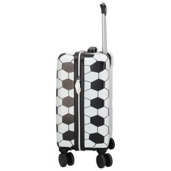 Zebra Trends Avonturier fodboldkuffert set fra siden med lynl�slukning, h�rd skal, dobbelthjul og teleskoph�ndtag.