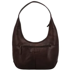 Hide & Stitches Paint Rock skuldertaske mrkebrun – bagside med lynlslomme