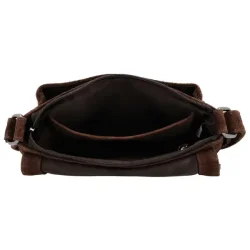 Hide & Stitches Brazos skuldertaske brun l�der �bent hovedrum
