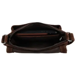 Hide & Stitches Brazos skuldertaske brun l�der indvendig opdeling med rum