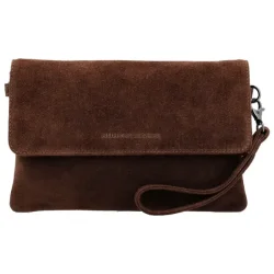 Hide & Stitches Brazos clutch-look i brun ruskind med h�ndledsrem