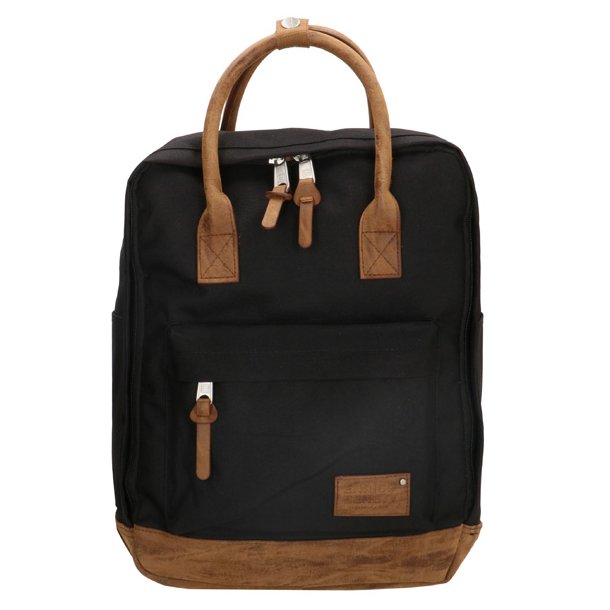 Enrico Benetti Santiago sort rygs�k med brune detaljer set forfra