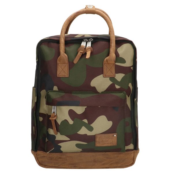 Enrico Benetti Santiago camouflage rygs�k med brune detaljer set forfra
