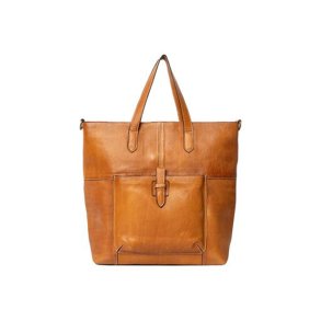 Layla arbejdstaske i Burned Tan l�der set forfra