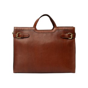 RE:DESIGNED May Big cognac arbejdstaske i l�der set forfra