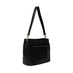 Myra Small taske i sort l�der set fra siden