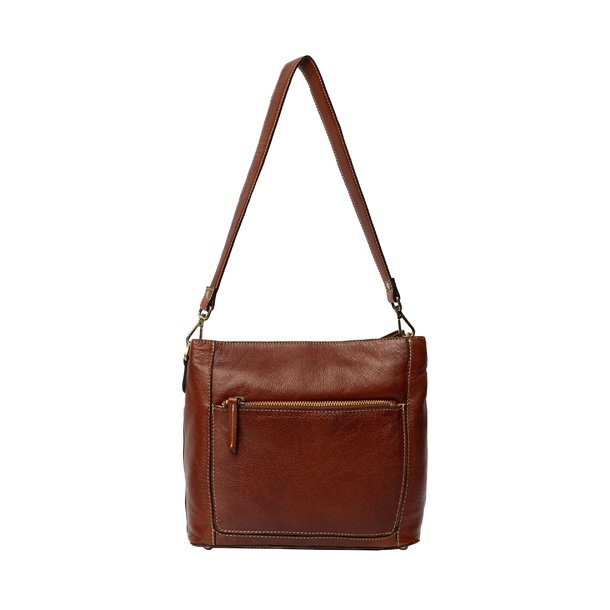 Detaljebillede af Myra Small taske i cognac l�der med frontlomme