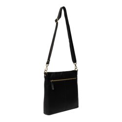 Bagside af Moa Big skuldertaske i sort l�der med udvendig lomme