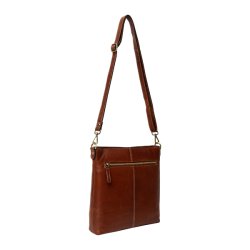 Bagside af Moa Small skuldertaske i cognac l�der med lynl�slomme