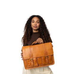 Melia Big arbejdstaske i Burned Tan b�ret i h�nden