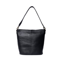 RE:DESIGNED Nomi Black sort skuldertaske i l�der set forfra