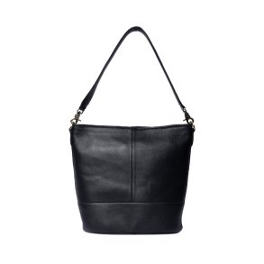 RE:DESIGNED Nomi Black sort skuldertaske i l�der set forfra