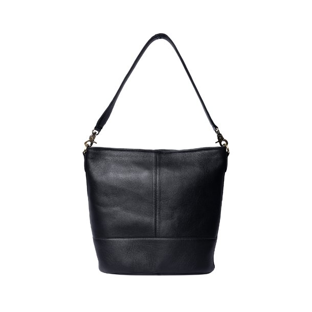 RE:DESIGNED Nomi Black sort skuldertaske i l�der set forfra
