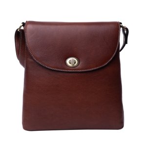 RE:DESIGNED Taya cognac crossover i l�der med dekorativ drejel�s