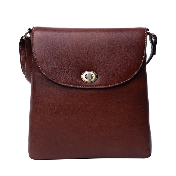 RE:DESIGNED Taya cognac crossover i l�der med dekorativ drejel�s