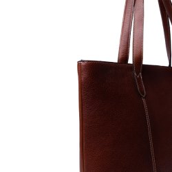 RE:DESIGNED Tira cognac shopper med syninger og naturlig l�derstruktur