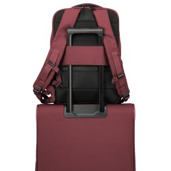 Travelite SKAII rygs�k bordeaux med kuffertstrop p� trolley
