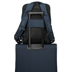Travelite SKAII rygs�k navy med kuffertstrop p� trolley