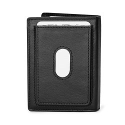 Kortholder i sort kalveskind &ndash; lukket forside