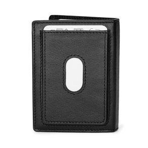 Kortholder i sort kalveskind &ndash; lukket forside