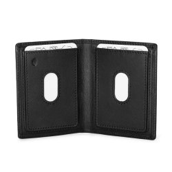 Kortholder i sort l�der &ndash; �ben med kortlommer p� begge sider