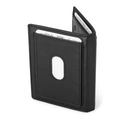 Slank kortholder i sort l�der &ndash; kompakt design til lommen