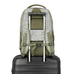Travelite Basics computerrygs�k med sort m�nster og oliven detaljer p� kuffert