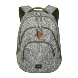 Travelite Basics computerrygs�k med sort m�nster og oliven detaljer forfra