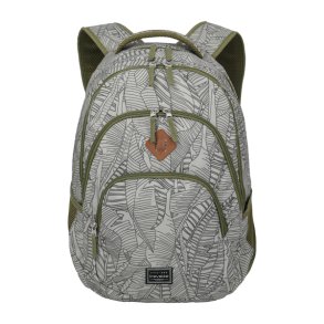 Travelite Basics computerrygs�k med sort m�nster og oliven detaljer forfra