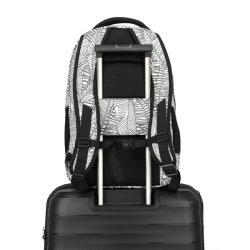 Travelite Basics computerrygs�k med sort m�nster fastgjort p� kuffert