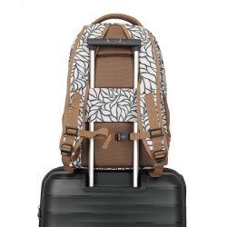 Travelite Basics computerrygs�k med sort m�nster og brune detaljer p� kuffert