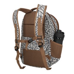 Travelite Basics computerrygs�k med sort bladm�nster og brun sidelomme