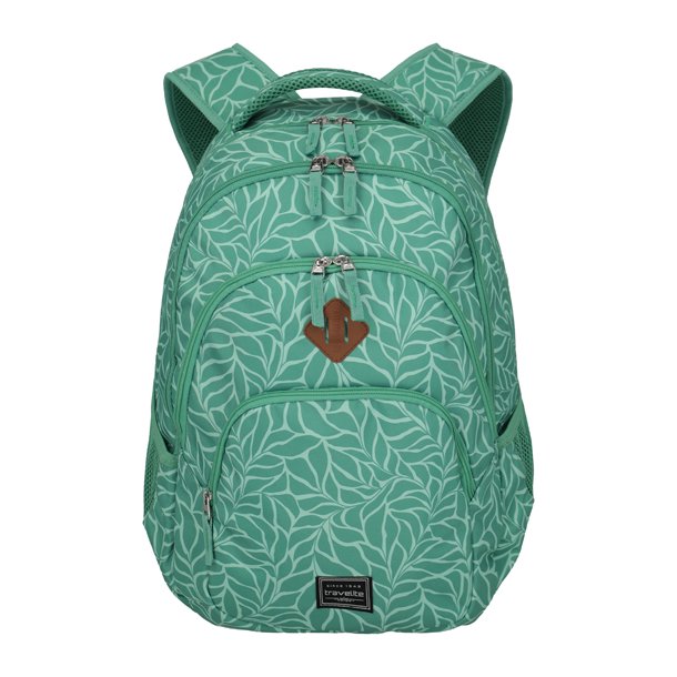 Travelite Basics computerrygs�k i gr�n med bladm�nster set forfra