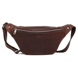 Adax Catania Gabriel bumbag dark brown l�der b�ltetaske forfra