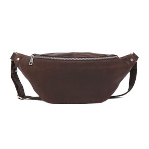 Adax Catania Henrik bumbag dark brown l�der b�ltetaske forfra