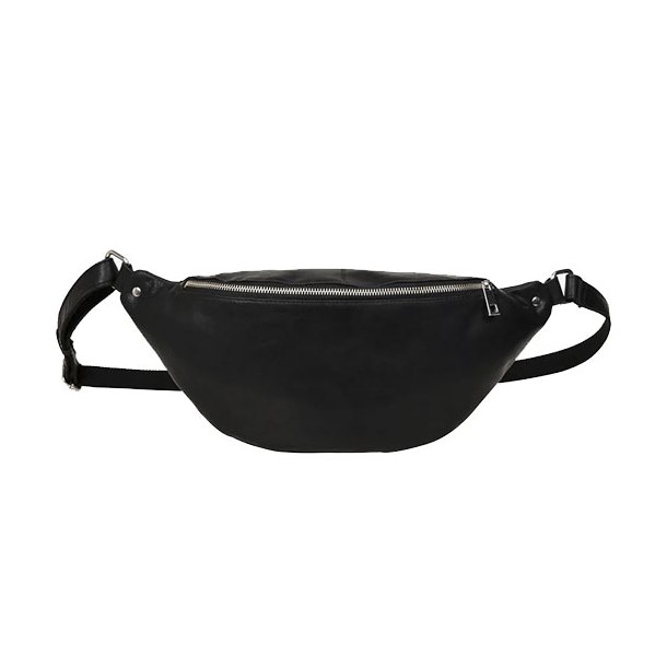 Adax Catania Henrik bumbag sort l�der b�ltetaske forfra