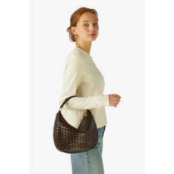 ADAX Marlin Flettet Skuldertaske Dark Brown 293926