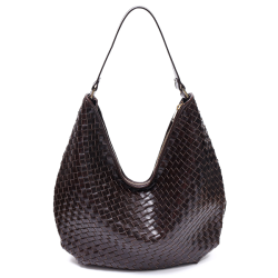 ADAX Mindy Salerno Flettet Skuldertaske Dark Brown 