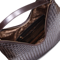 ADAX Mindy Salerno Flettet Skuldertaske Dark Brown 