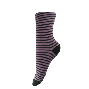 By Str Onesize Strmper med Striber Lilla/Grn 