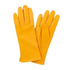 Damehandske i lkkert glat lammeskind Gul